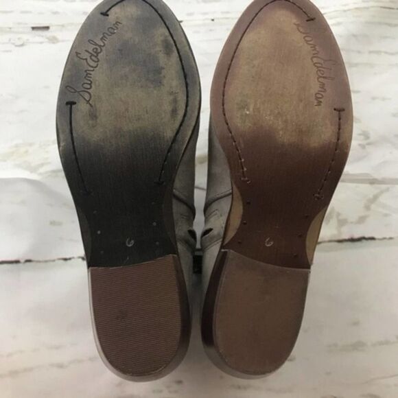 Sam Edelman Petty Taupe Gray Suede Low Heel Ankle Booties womens 6 - Picture 6 of 8